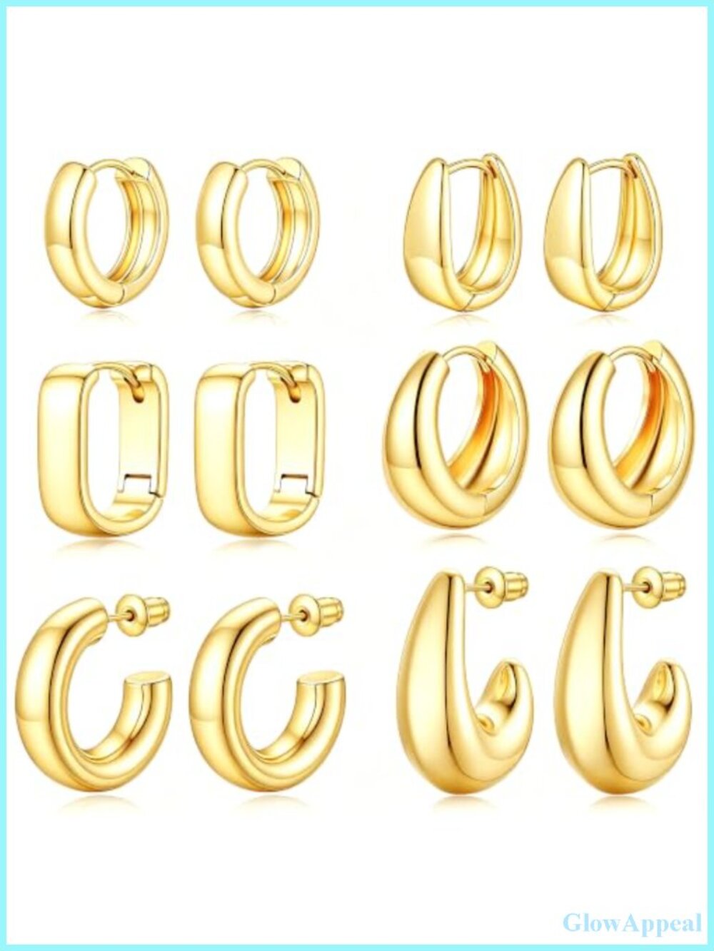 Chunky Hoop Earrings Set Hypoallergenic Tarnish Resistant Hollow